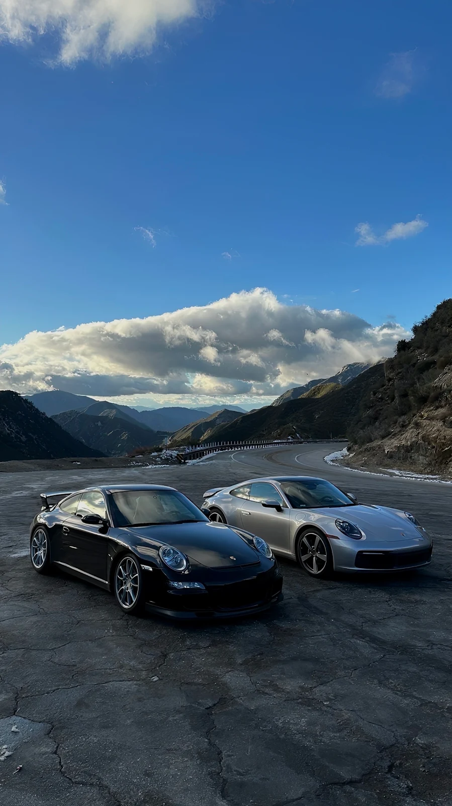 Porsche 911 Cars On Mountain Road - Automotive Photography Full HD iPhone Wallpaper (1286x2288)