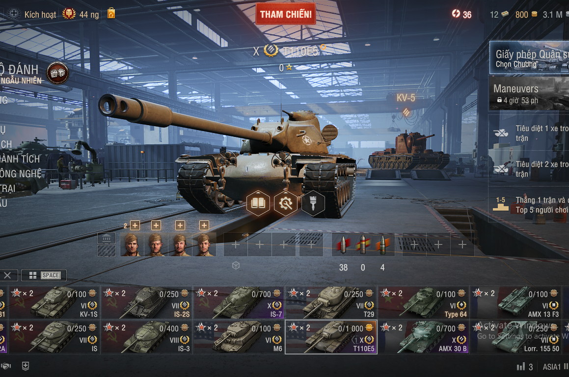 Acc World of Tanks PC gồm 5 tank X IS-7, T-62A, T110E5, AMX...