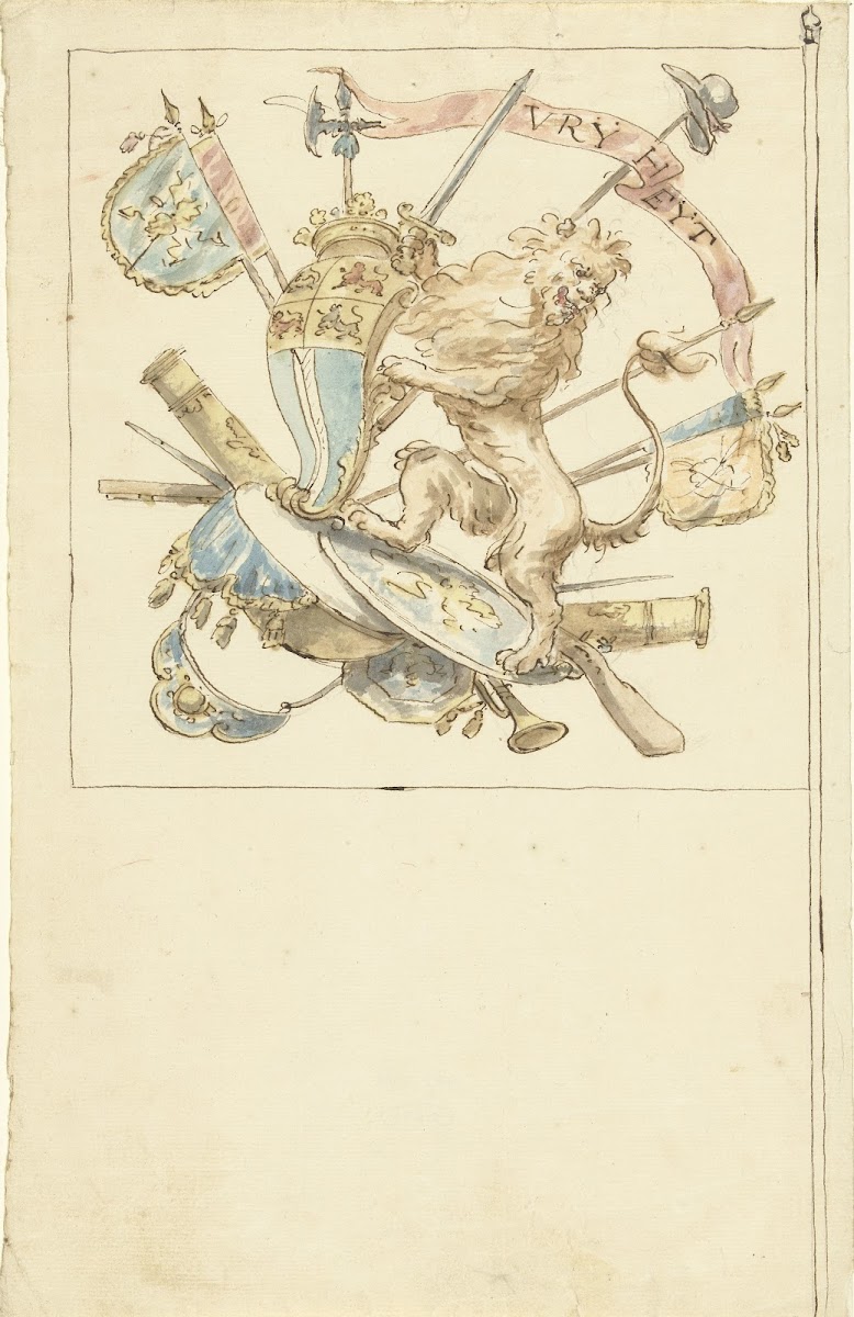 Ontwerp voor een banier met een heraldische leeuw en het wapen van Rotterdam 167