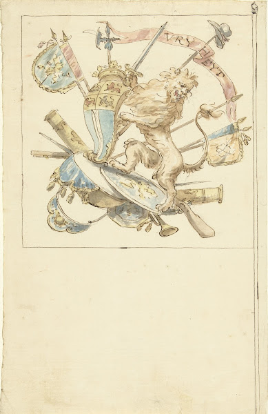 Ontwerp voor een banier met een heraldische leeuw en het wapen van Rotterdam 167