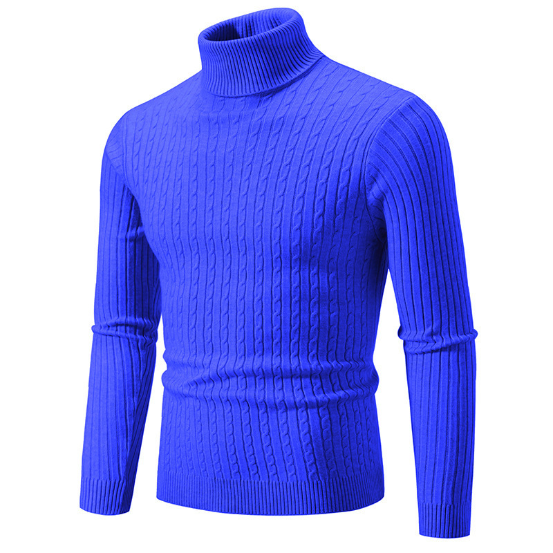 Men's turtleneck sweater, cable knit pattern, classic
