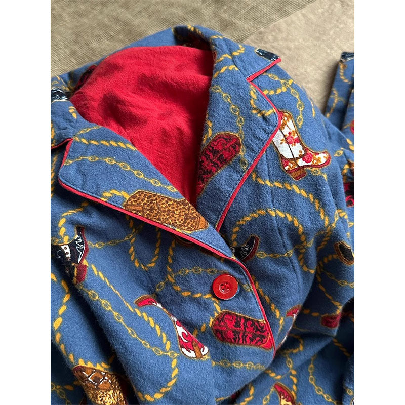 Women's loungewear set with cartoon print, long sleeve