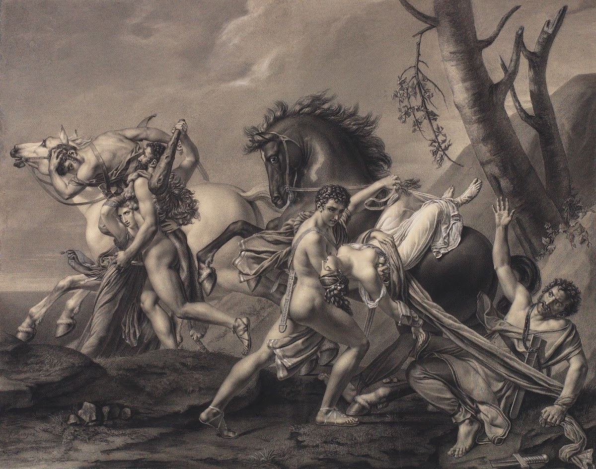 Theseus and Pirithoüs Clearing the Earth of Brigands Deliver Two Women from the