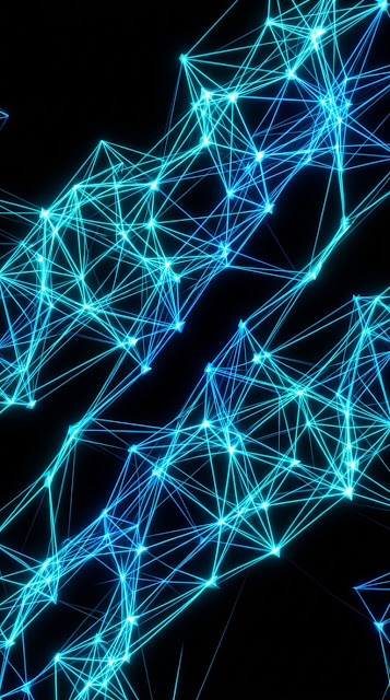 Abstract Blue Glowing Network Lines on Black Background - Free mobile Wallpaper