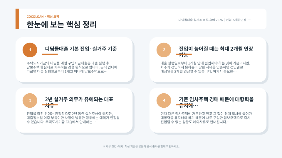 디딤돌대출 전입 연장과 실거주 유예 예외사유를 정리한 본문 이미지