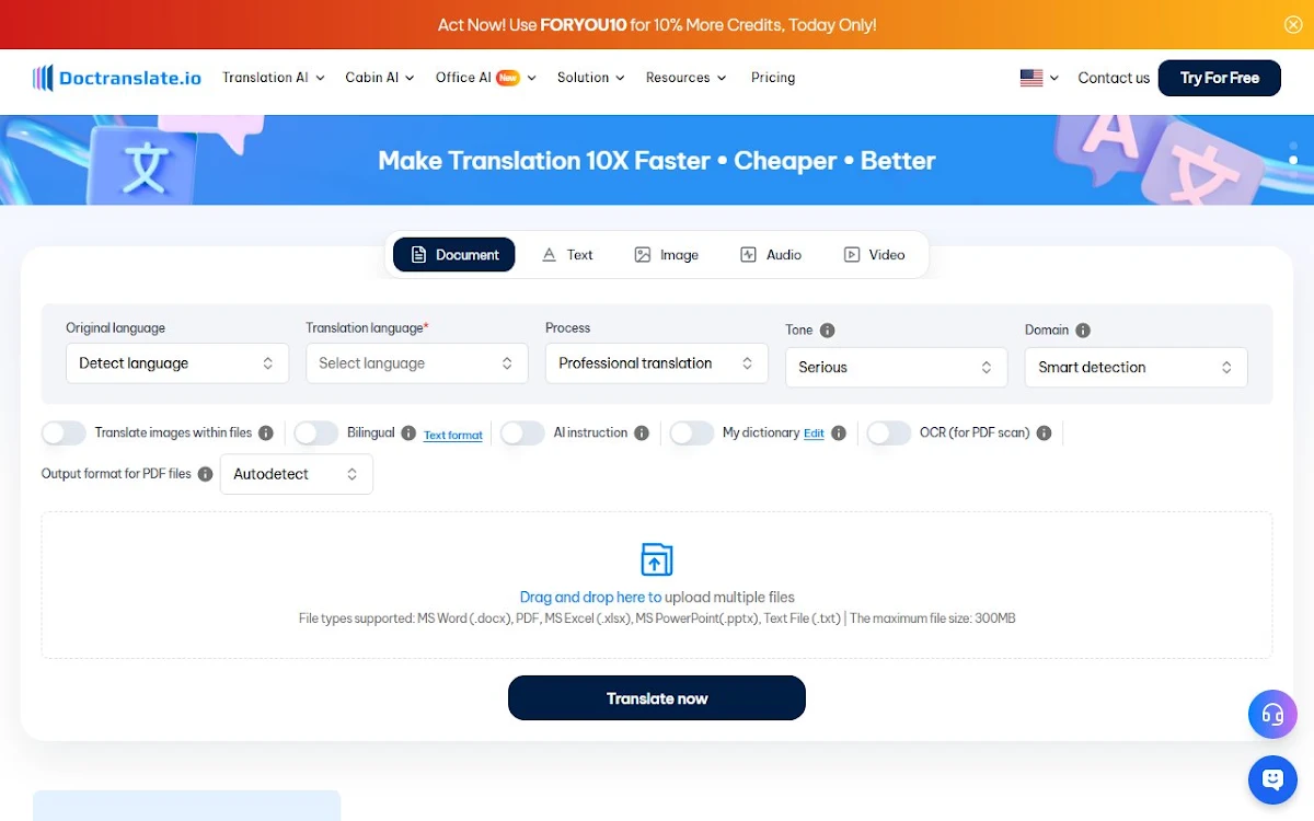 Captura de doctranslate.io