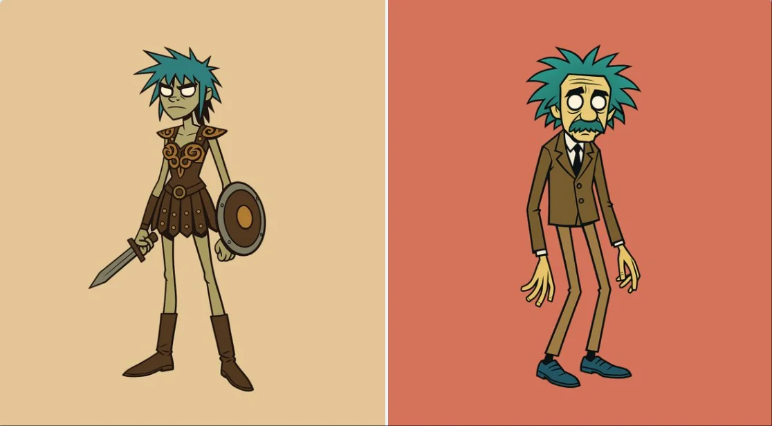 Diseño de retrato al estilo Gorillaz