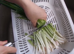 Chân gà cho vào thau, thêm nhiều muối vào chà sát cho kỹ rồi rửa sạch nhiều lần với nướng, để ráo. Dùng dao chặt bỏ móng gà nhé! Hành lá thì rửa sạch, cắt lấy khoảng 6-7cm phần đầu hành.