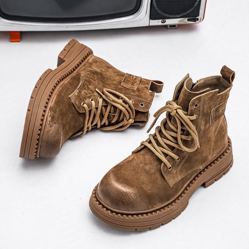 Robuste Herren-Stiefel, Vintage-Stil, Schnürung