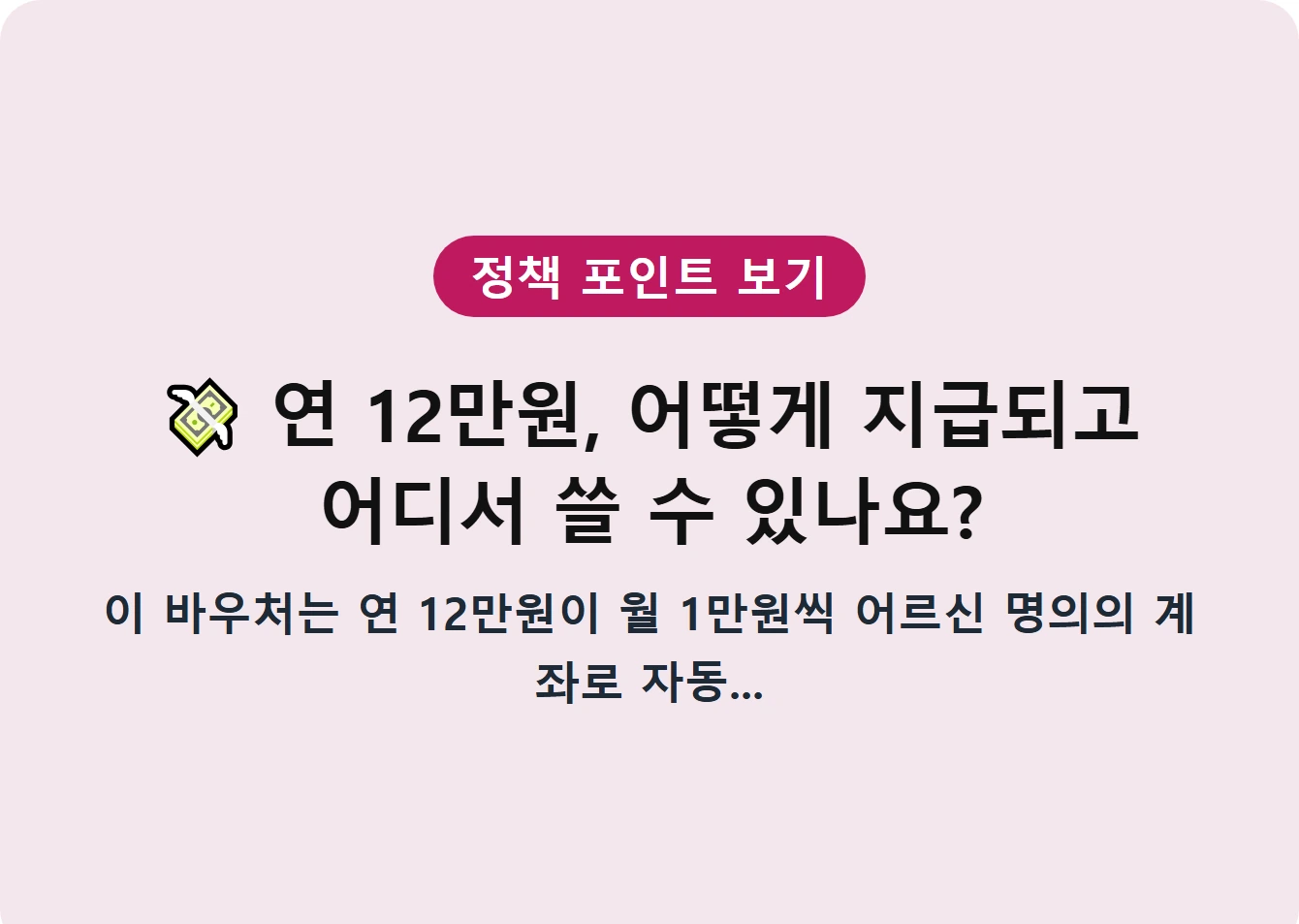 연 12만원, 어떻게 지급되고 어디서 쓸 수 있나요?