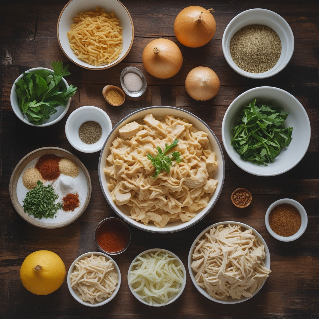 Ingredients for High-Protein Chicken Alfredo Bake for Easy Low-Carb Meal Prep with Cheesy Comfort