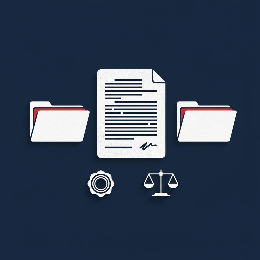 Minimal 2D vector infographic of a Statutes at Large facsimile page with archival folders and seal icons on navy background representing civil rights act of 1875