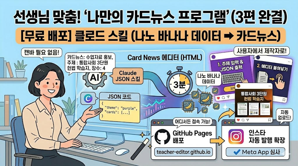 Claude 카드뉴스 스킬 파일 무료 공개 배포 인스타그램 자동화 3편
