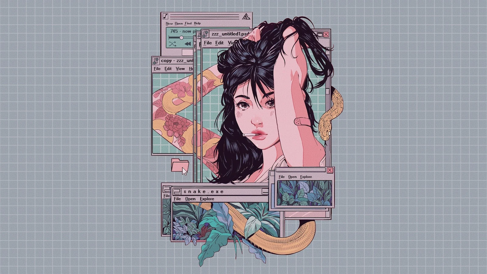 Digital Art, Artwork, Illustration, Women, Lines 2K Desktop Wallpaper