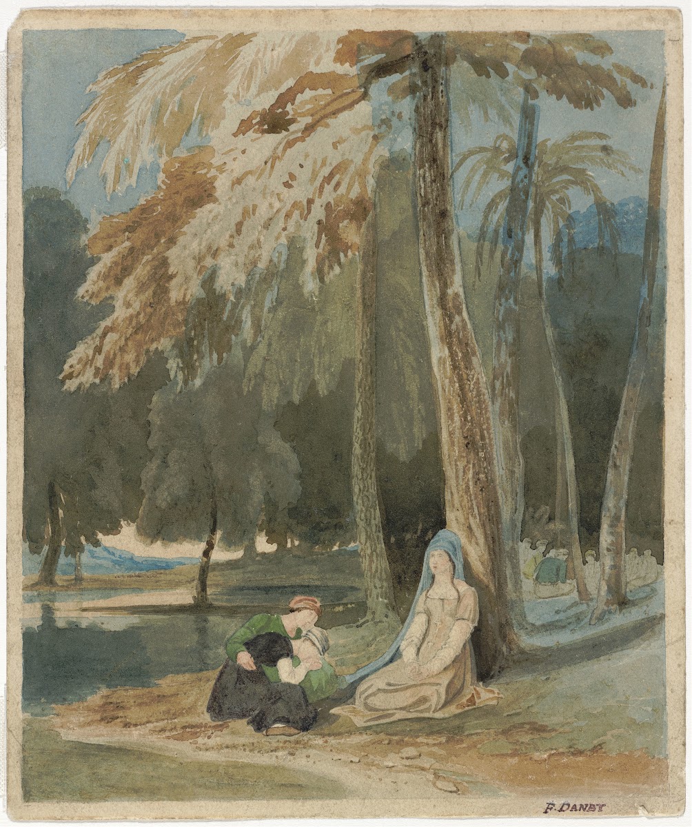 Three Women Seated by a Wooded Lake c 1826