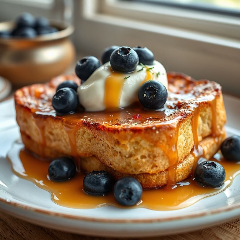 Blueberry Brioche French Toast with Creamy Topping – Easy Weekend Brunch finished