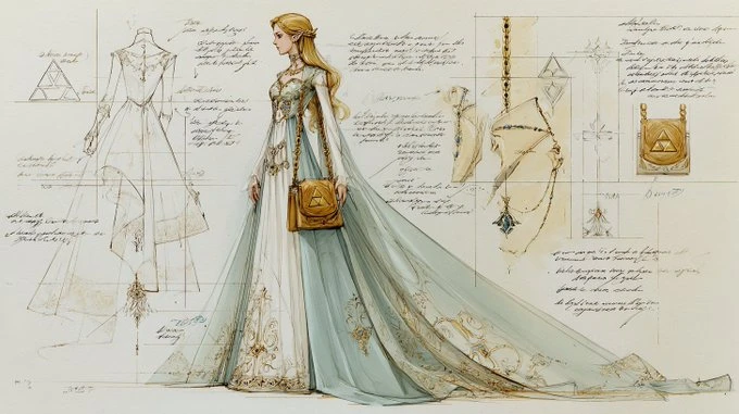 Boceto inspirador de una diseñadora de moda