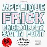 Frick Satin Applique embroidery font, primary stitch sample