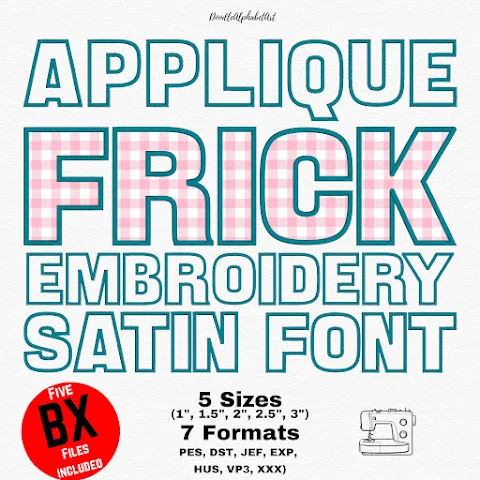 Frick Satin Applique Embroidery Font machine embroidery font preview