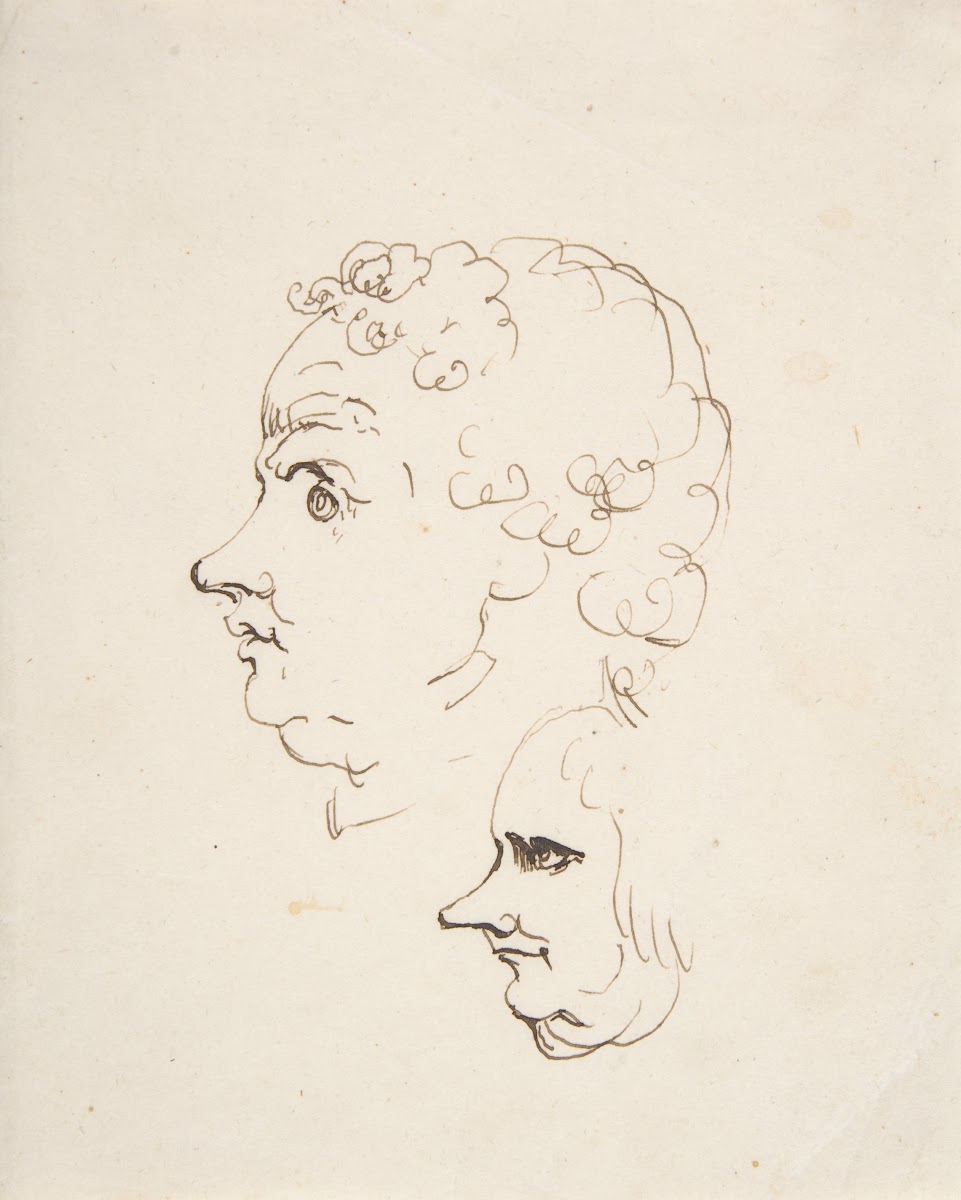 Two Caricature Heads of Men after 1794