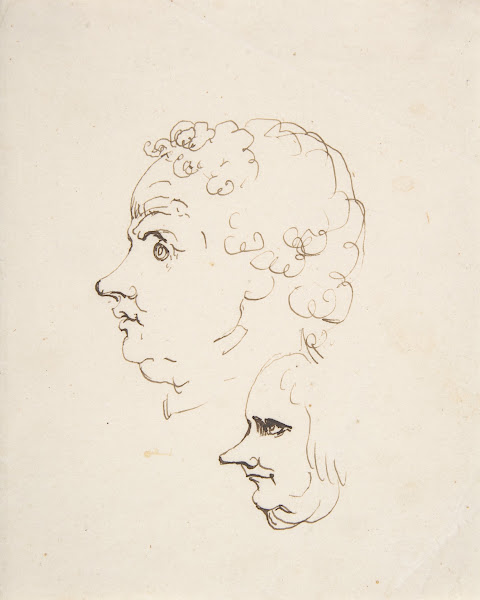 Two Caricature Heads of Men after 1794