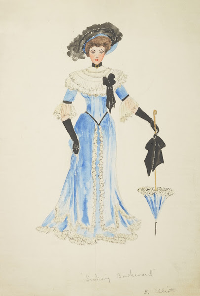 Looking Backward Blue Dress Trimmed With Lace 1934 1943