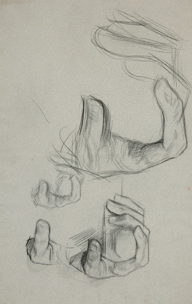 Sketch of hand clasping a cane