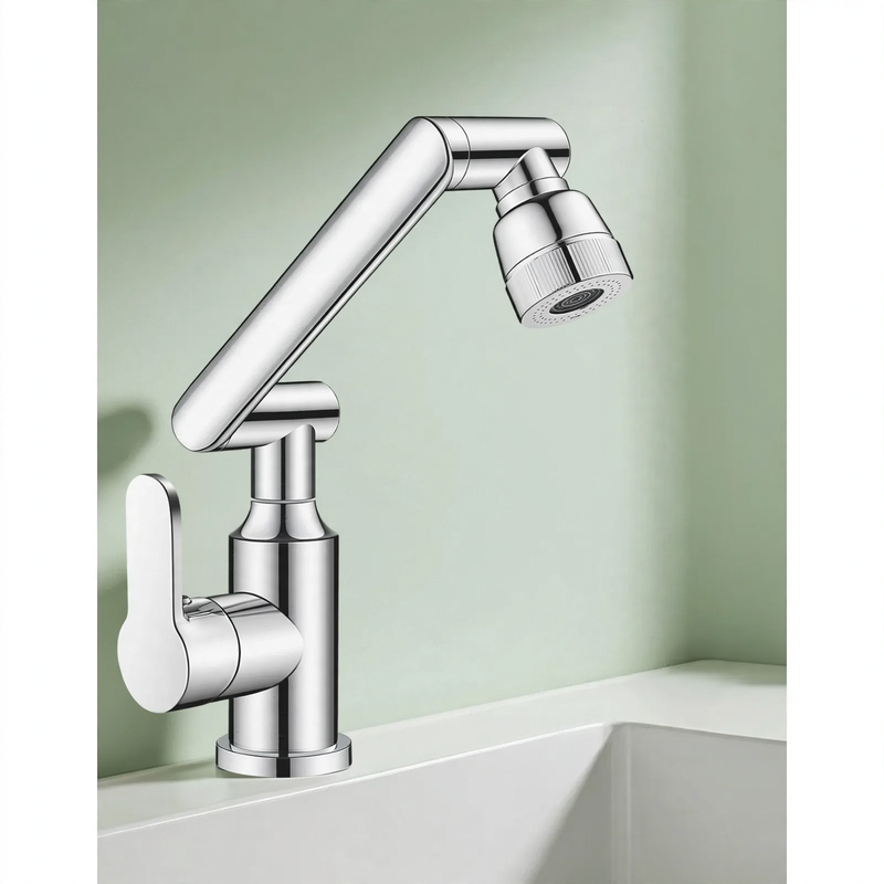 Sink faucet, White, Swivel, Hot-Cold