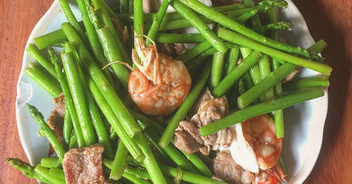 Măng tây xào tôm thịt 
#eatclean