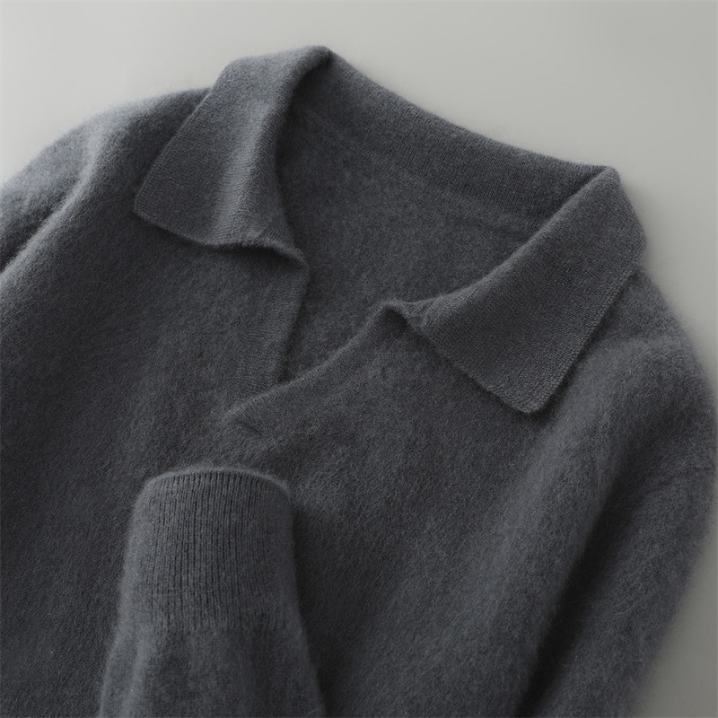 Men's Wool Sweater with Collar, Business-Casual