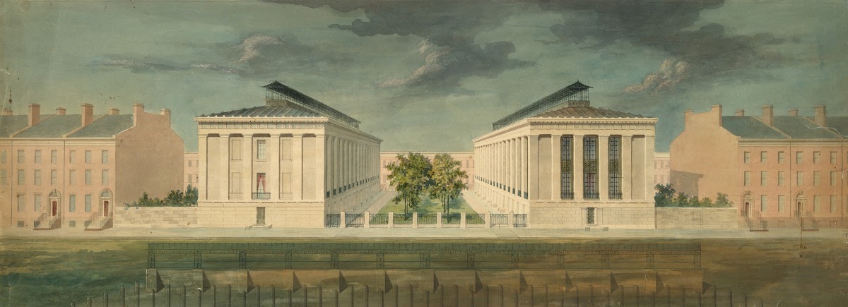 Unexecuted Design for Cross Block Terrace Development perspective ca 1831