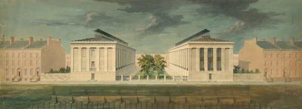 Unexecuted Design for Cross Block Terrace Development perspective ca 1831