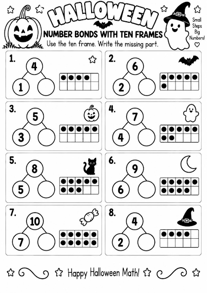 Halloween Number Bonds with Ten Frames
