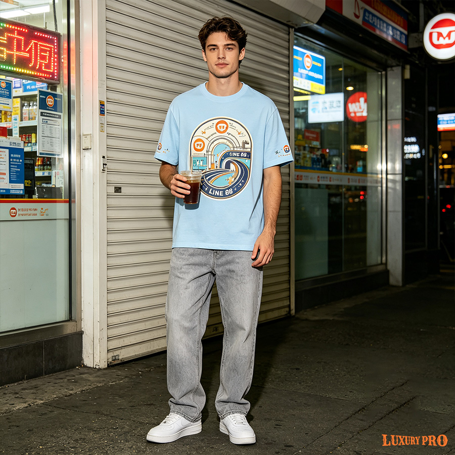 AOP Oversized Short‑Sleeve Top‑300G Air Layer