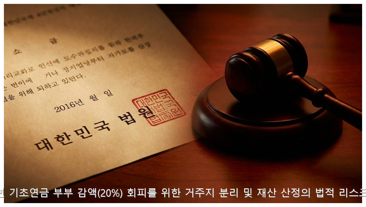2026년 기초연금 부부 감액(20%) 회피를 위한 거주지 분리 및 재산 산정의 법적 리스크 분석 핵심 안내 및 분석 인포그래픽 (7)