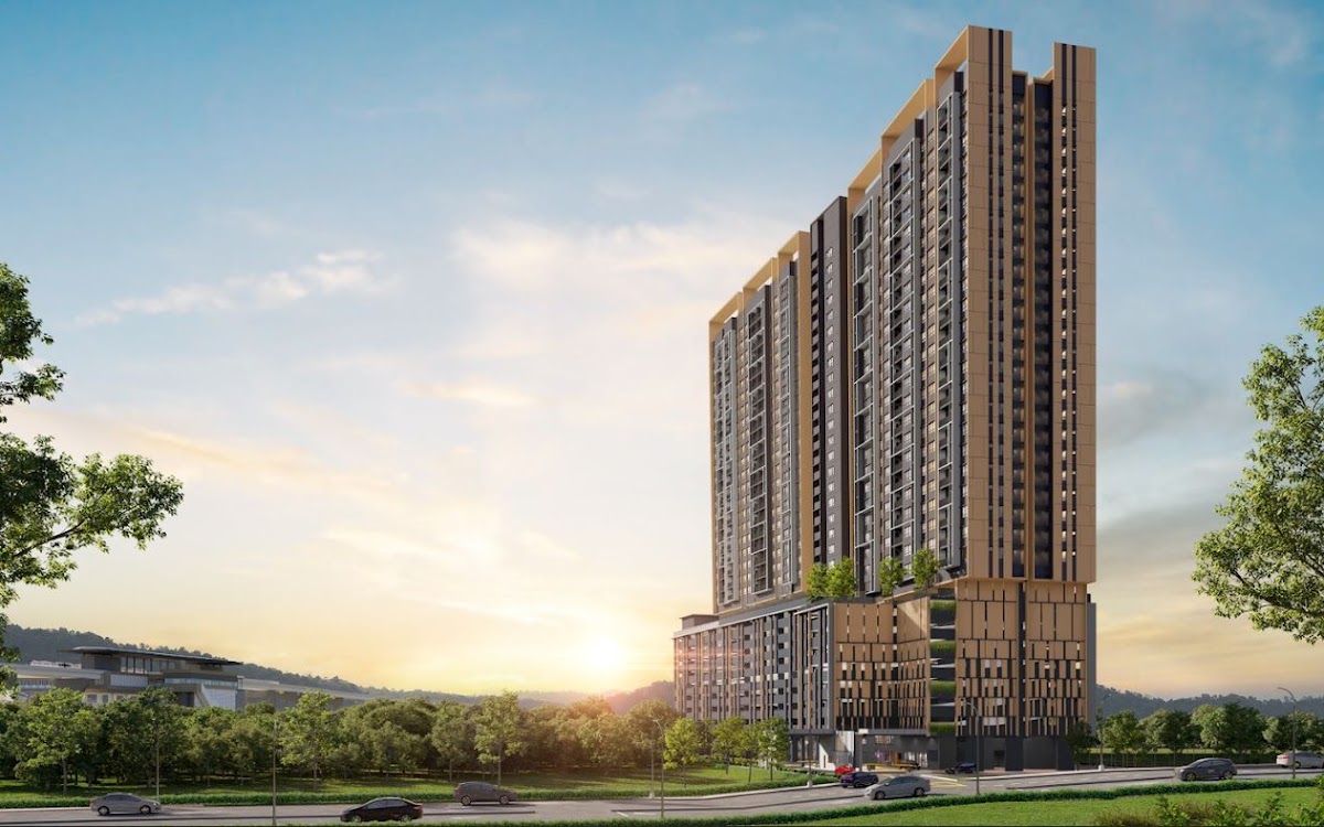 D'Nuri Residences @ Kwasa Damansara — building facade sunset