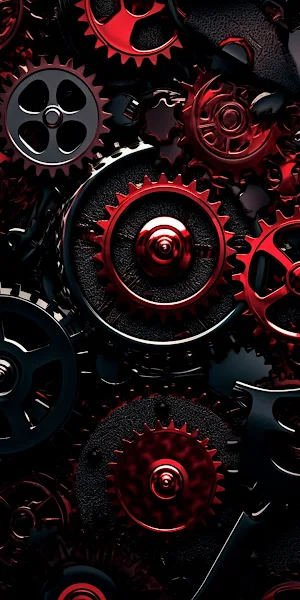 Gears, Red, Mechanical, Machine Full HD iPhone Wallpaper Background