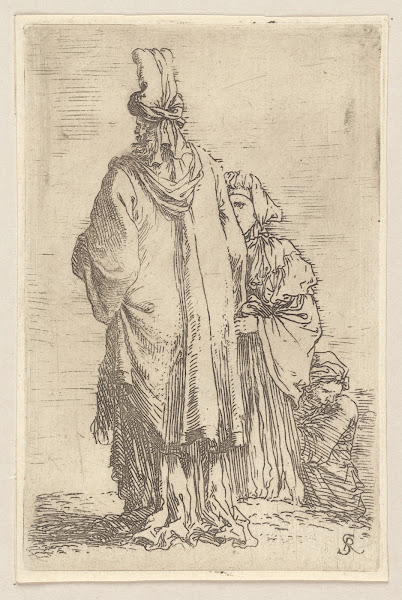 Oriental in Turban Seen from Behind with Two Women 1656   1657
