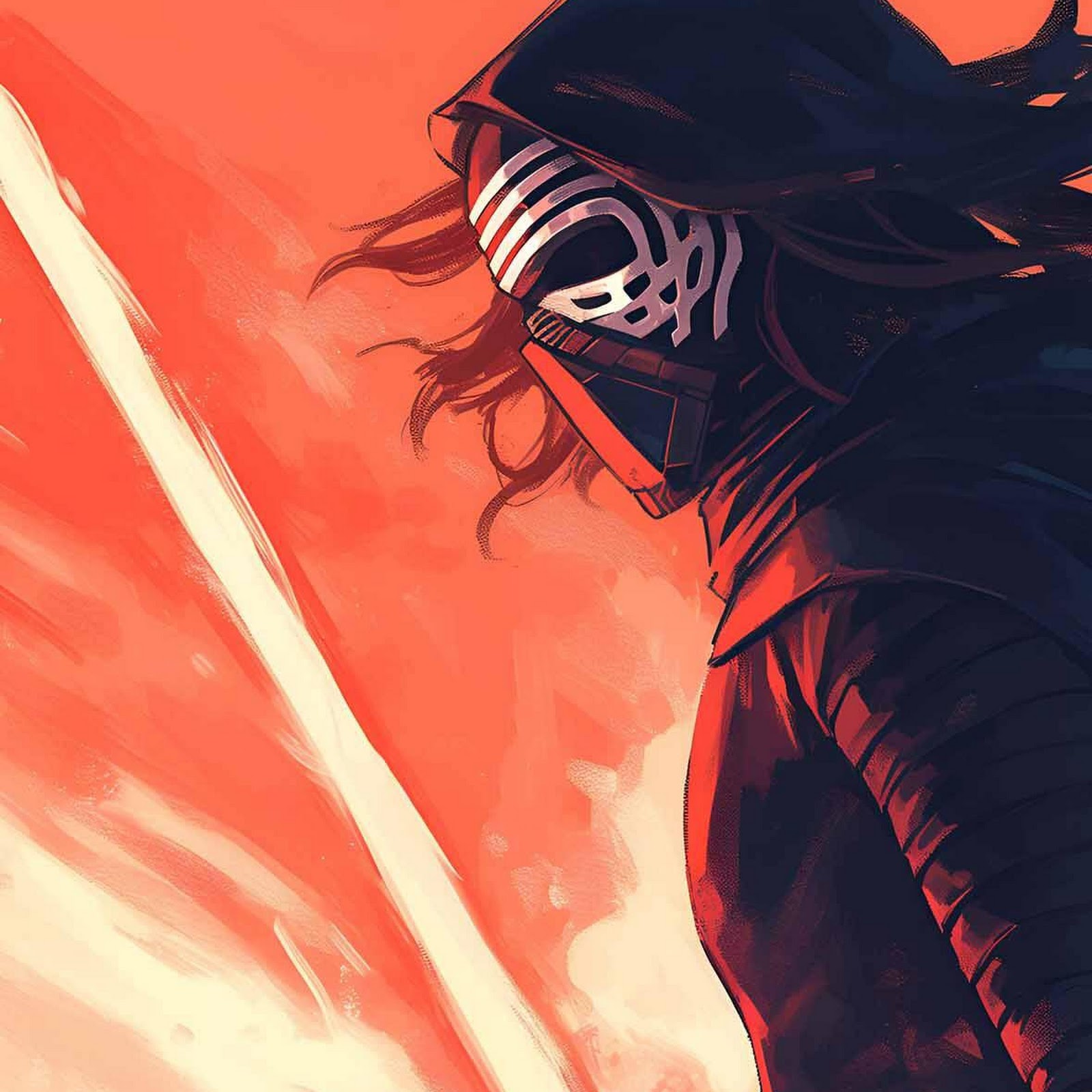 Download Kylo Ren, Star Wars, Lightsaber, Fan Art Full HD iPhone