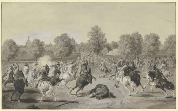 Attacke der französischen Cavallerie auf die Stadt Frankfurt am Main im April 17
