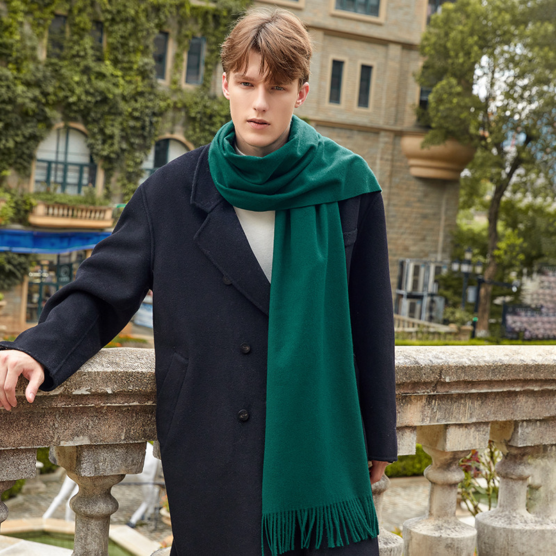Solid-colored wool scarf for men and women