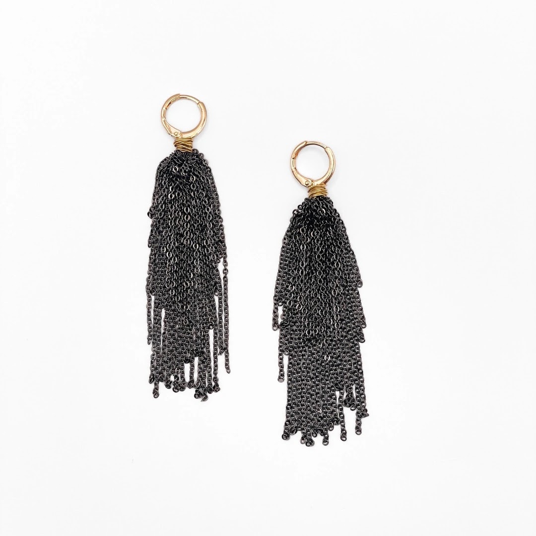 Серьги Водопад BLACK S