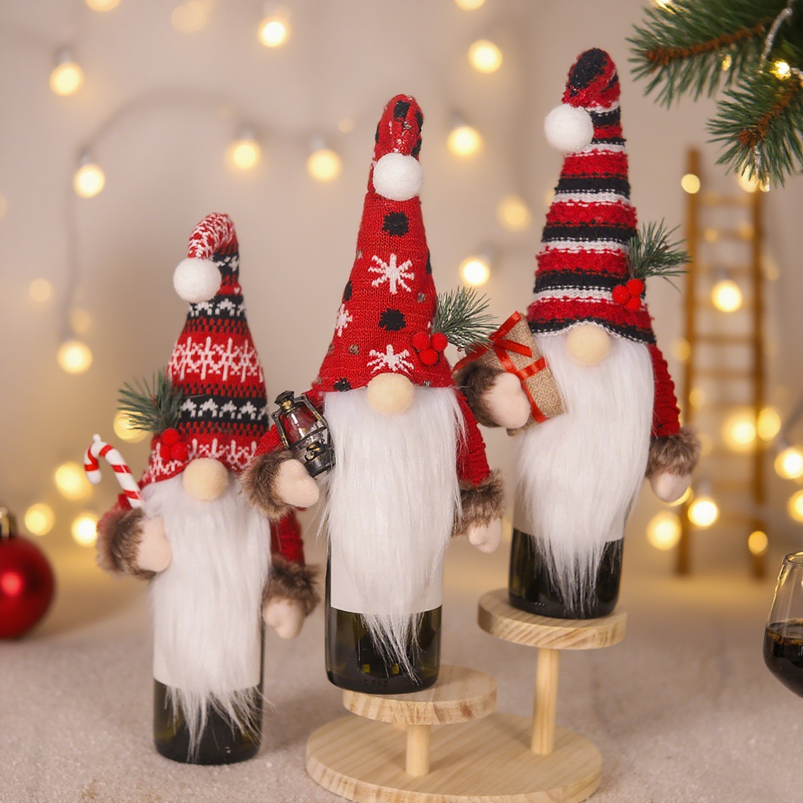 Decorative elf figure with Christmas accessories