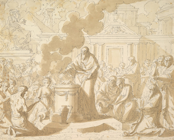 Classical Scene with Figures Gathered around a Sacrificial Altar ca176065