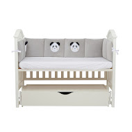 Бампер для детской кроватки Twins Panda 240 см серый