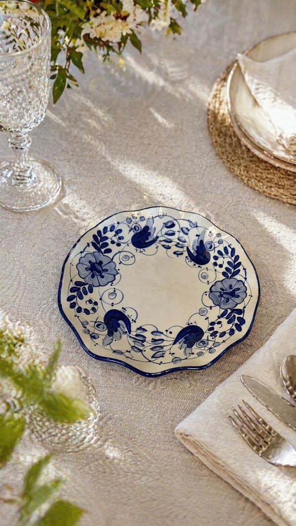 Plato Postre Chordel Pájaro Azul Mt