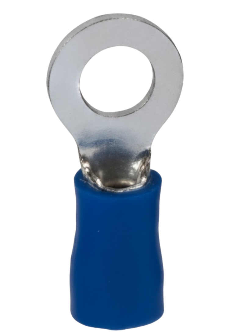 Cable Lug RV 0.25 - 1.5 mm, Bolt Hole 3.2 mm (Blue)