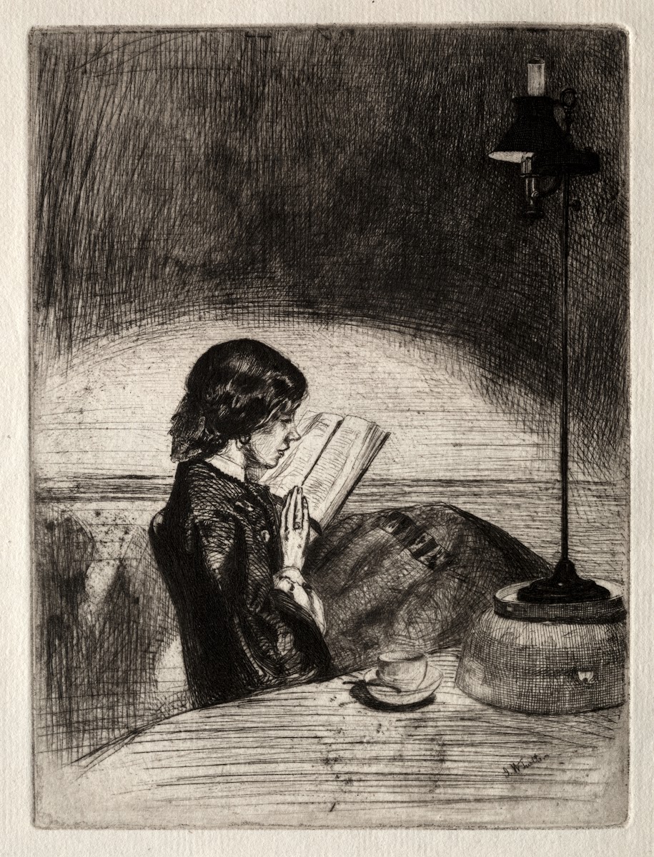 Reading by Lamplight 1859