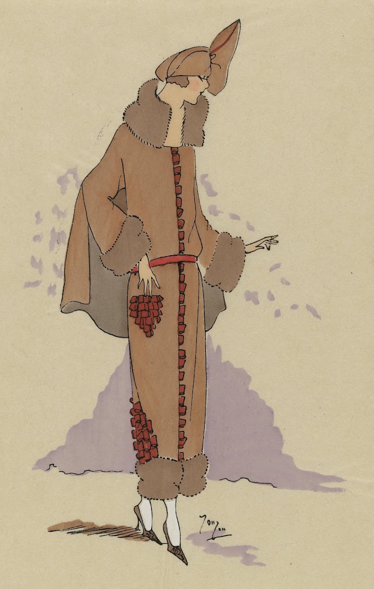 CHATAIGNE  Manteau de velours 1923