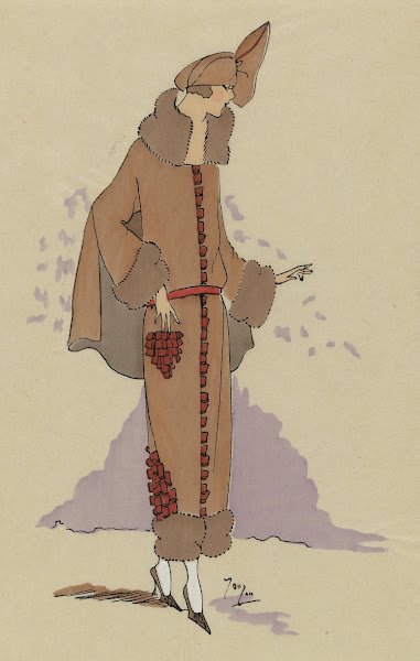 CHATAIGNE  Manteau de velours 1923